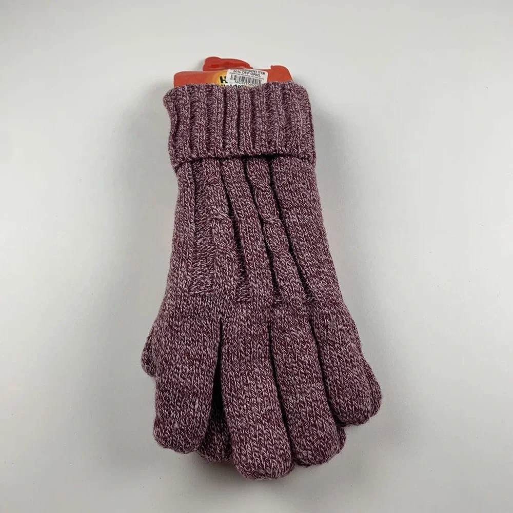 Heat Holders Tog Gloves Women's L/XL Purple Knitted Winter Thermal Heat Weaver‎